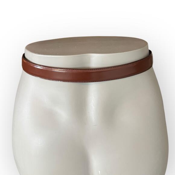 Vintage Italian Leather Belt Brown Gold Buckle 31” - Picture 4 of 7